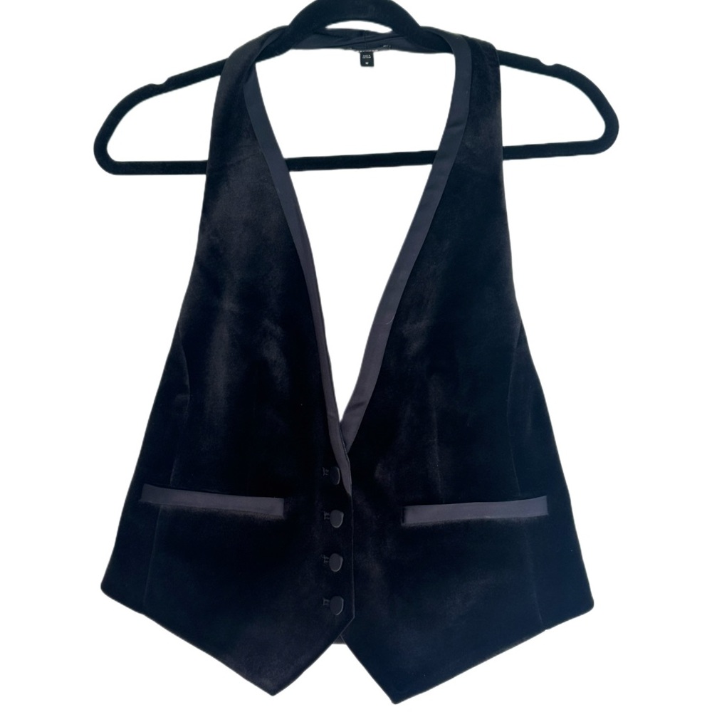 Express Black Velvet Button Front Vest Women’s Medium